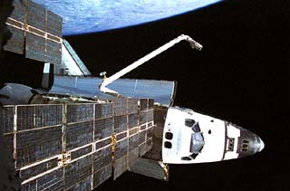 View of the Space Shuttle Atlantis taken from the Base Block